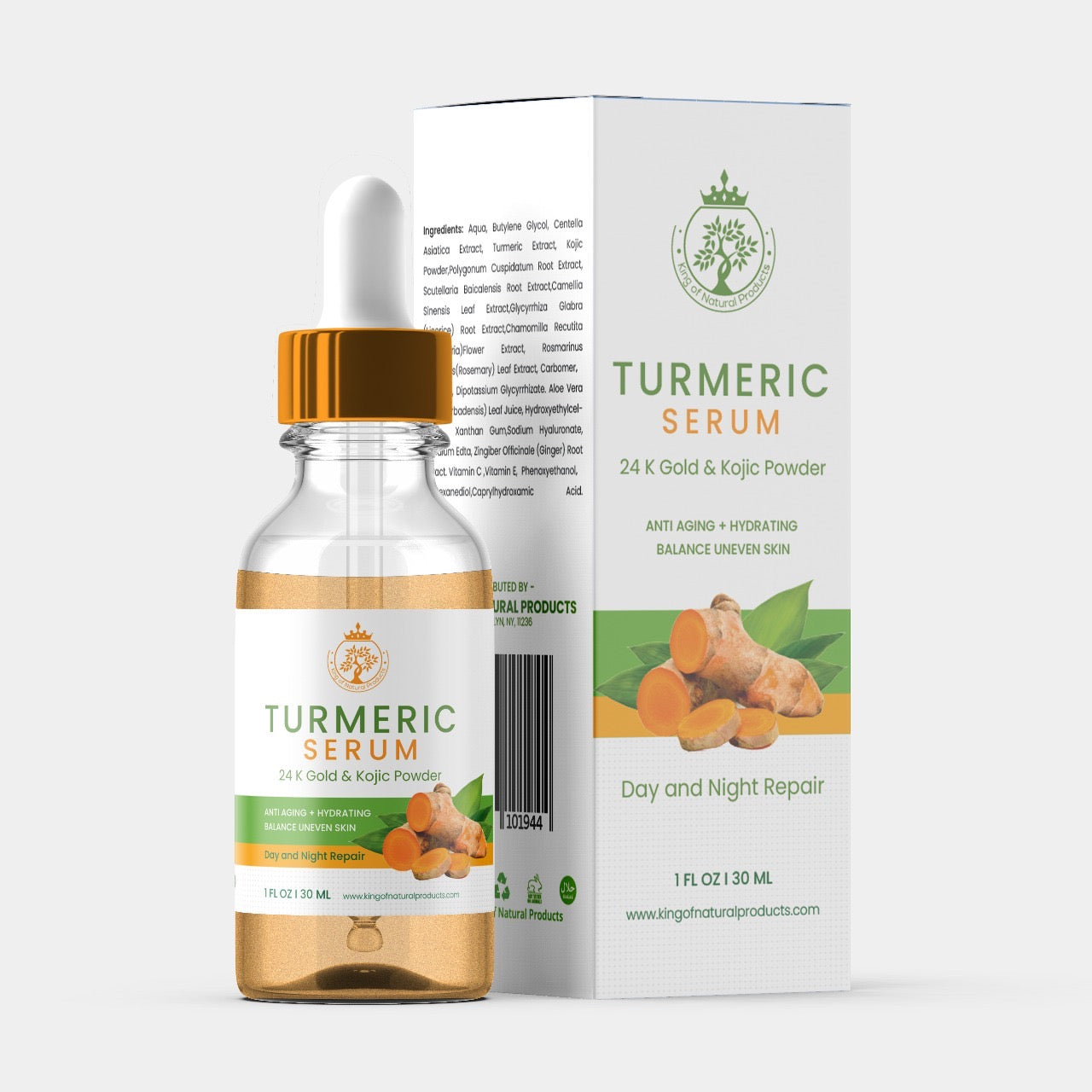 TURMERIC FACE SERUM with 24K GOLD & KOJIC POWDER