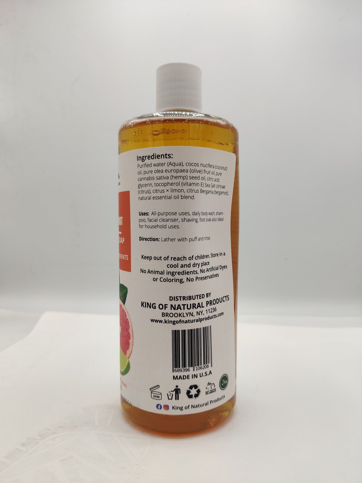 CITRUS LEMON & BERGAMOT LIQUID SOAP | 32 OZ | KING OF NATURAL PRODUCTS