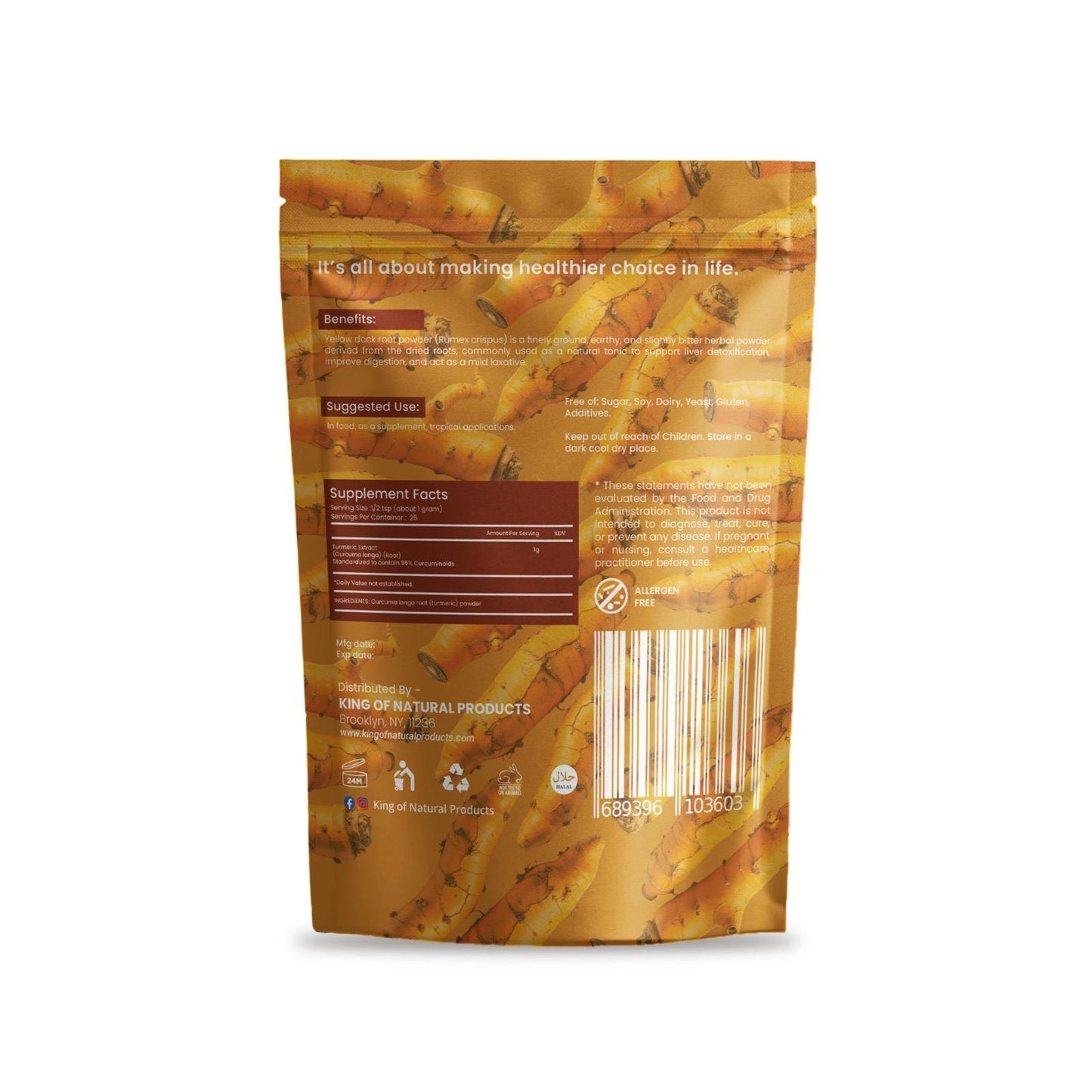 YELLOW DOCK ROOT POWDER | 8 Oz (227g) | King of Natural Products | 100% Pure