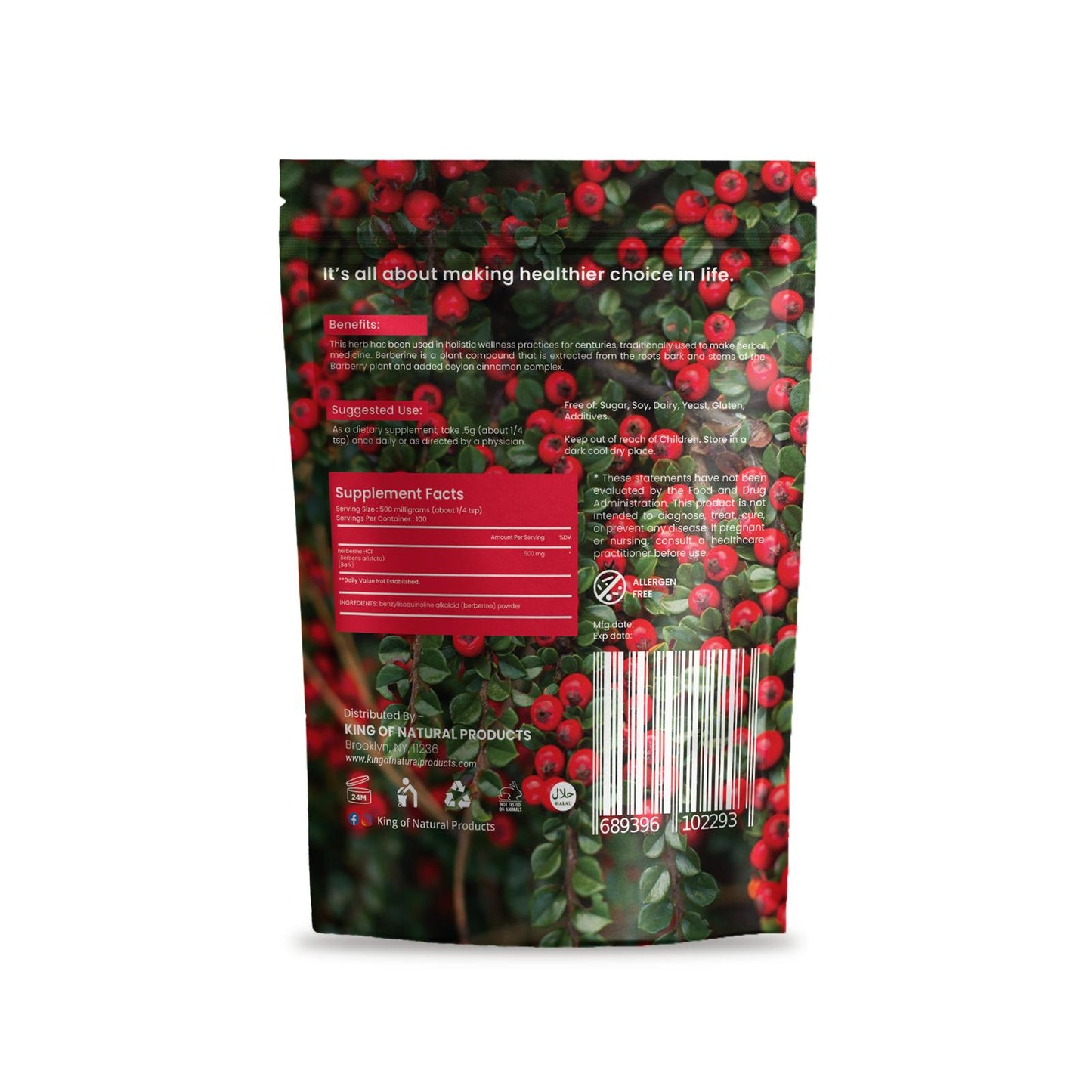 BERBERINE POWDER | 8 Oz (227g) | King of Natural Products | 100% Pure