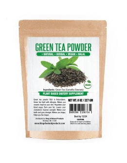 GREEN TEA POWDER - NATURAL - HERBAL - VEGAN - HALAL. PLANT BASED DIATERY SUPPLEMENT.