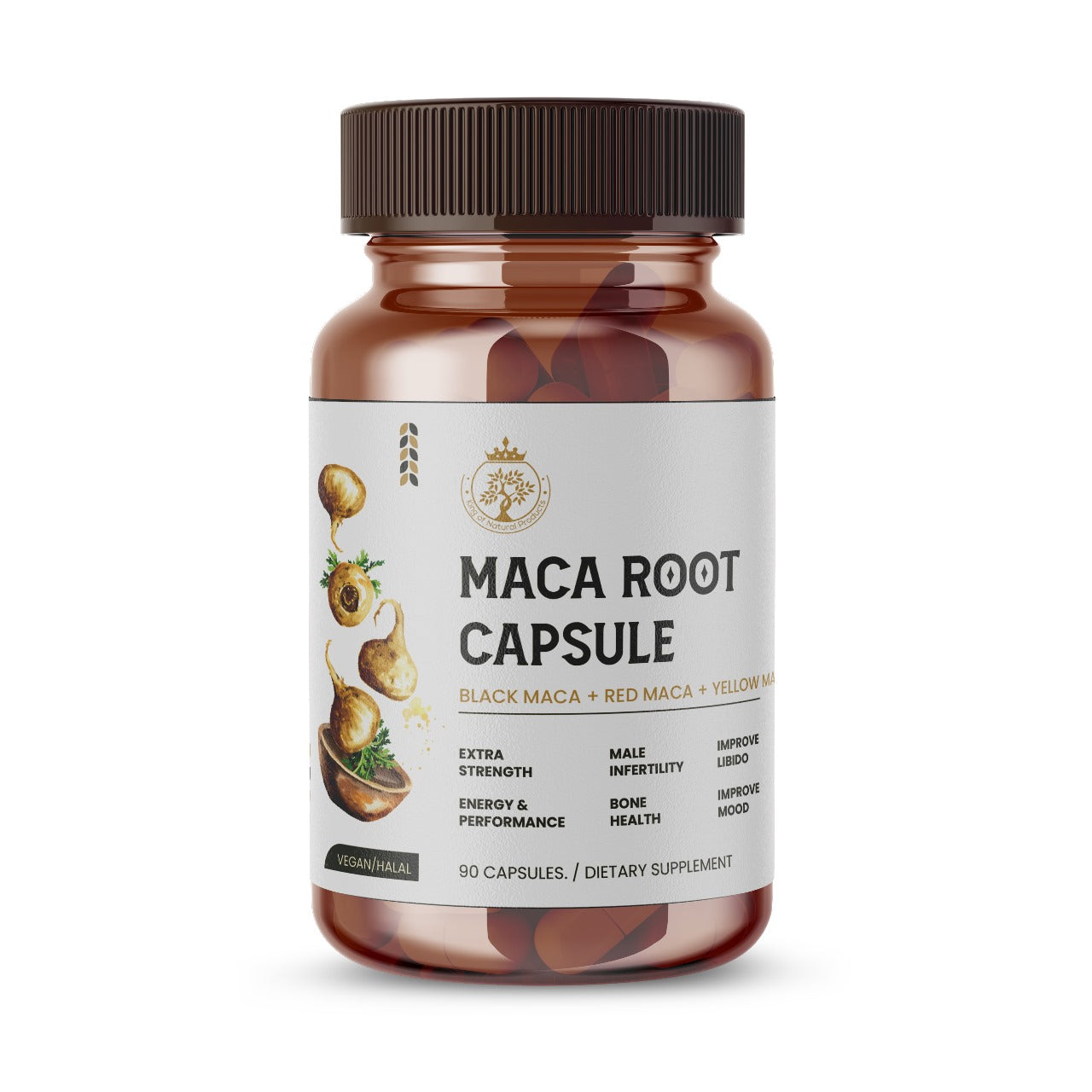 MACA ROOT CAPSULES | DIATARY SUPPLEMENT | 100% ORGANIC | VEGAN | HALAL