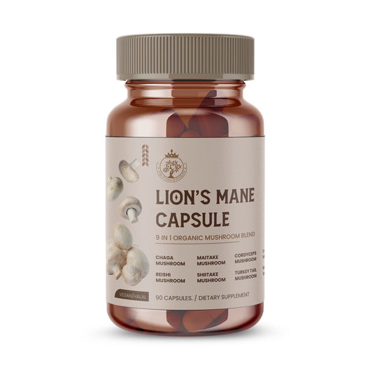 LION'S MANE CAPSULES | DIATARY SUPPLEMENT | 100% ORGANIC | VEGAN | HALAL