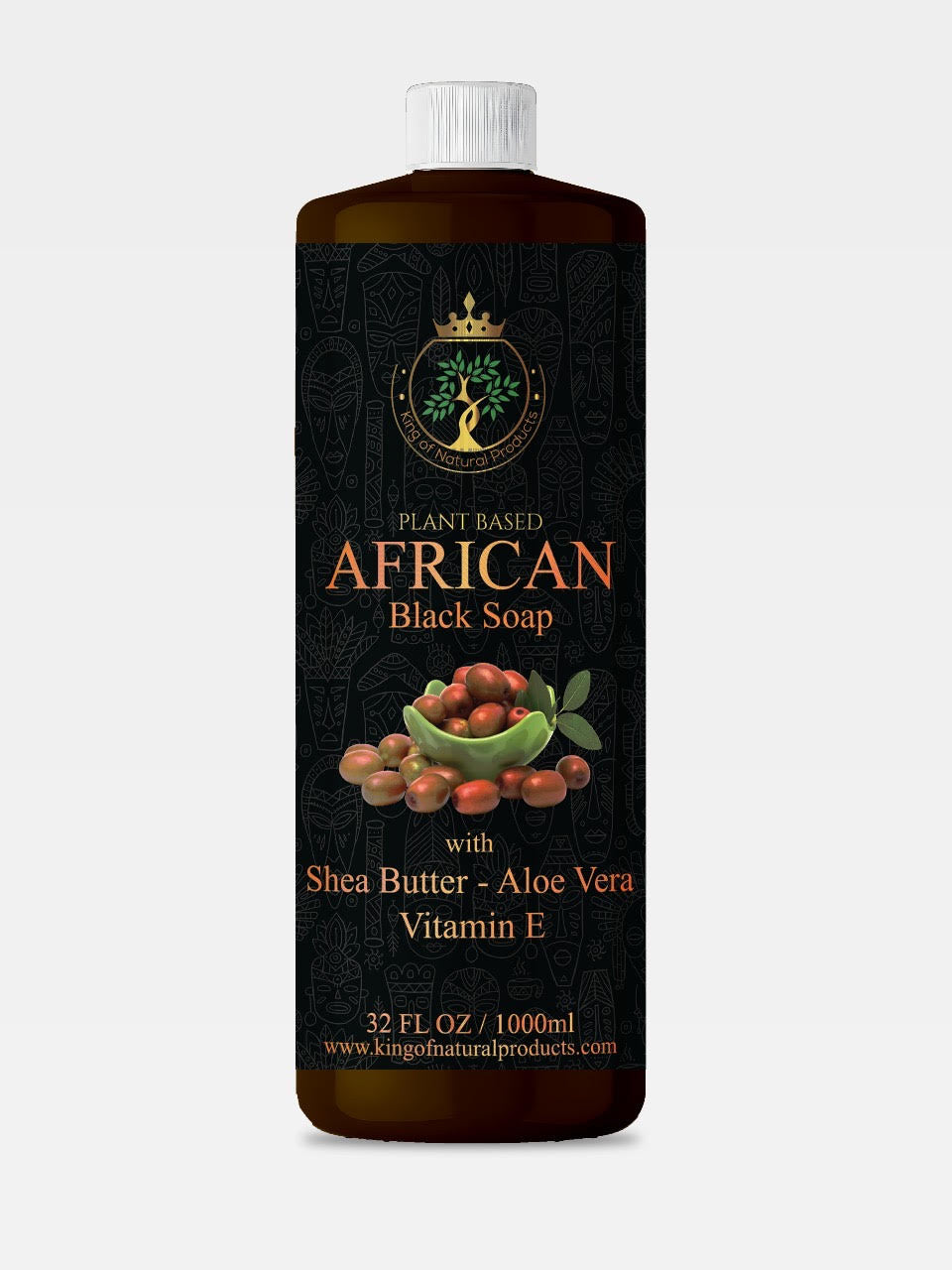 AFRICAN BLACK SOAP WITH SHEA BUTTER ALOE VERA & VITAMIN E | PLANT BASE | 32 OZ.