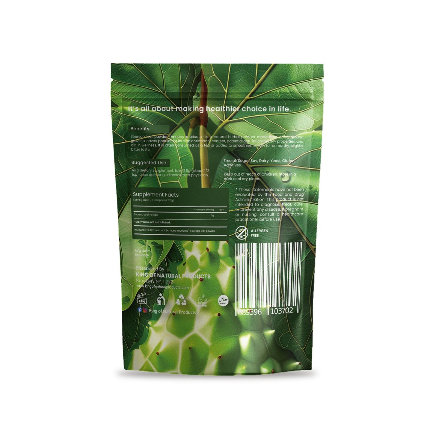 SOURSOP LEAF POWDER | 8 Oz (227g) | King of Natural Products | 100% Pure