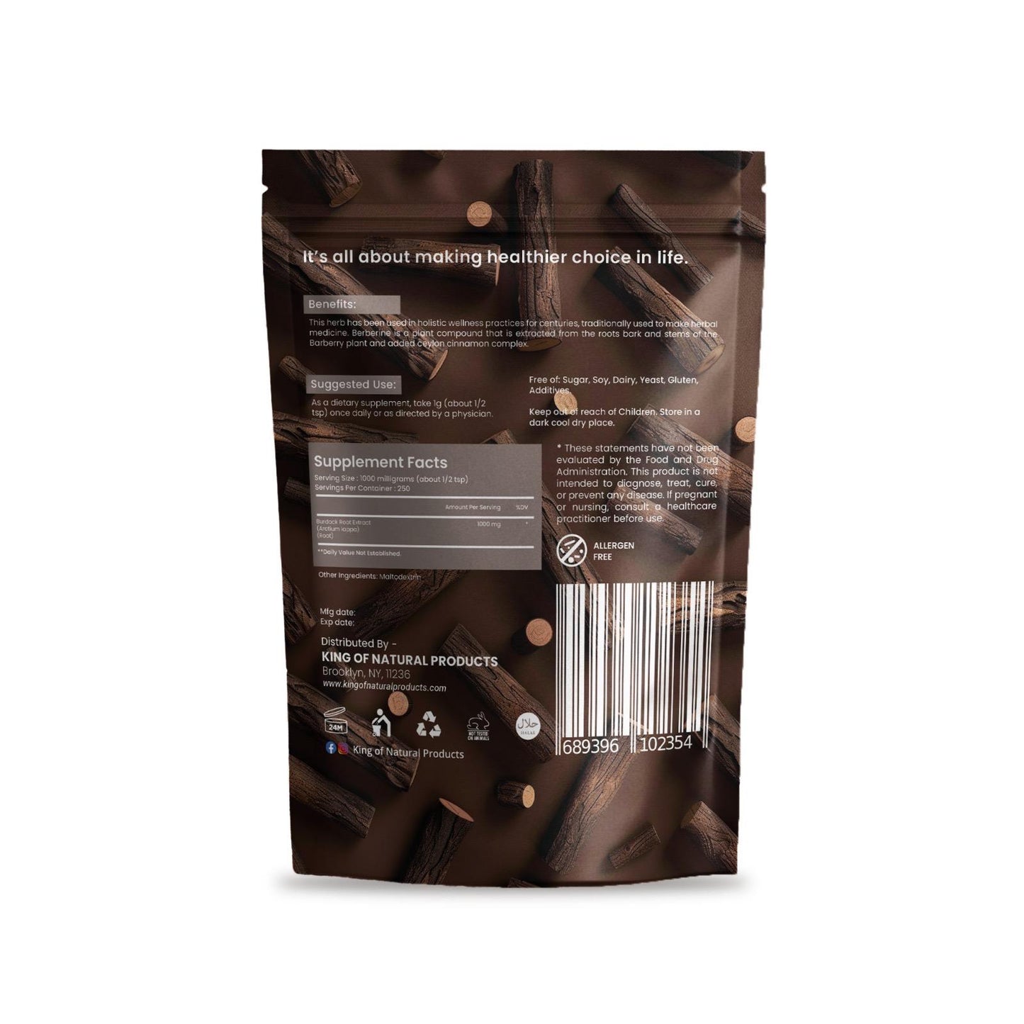 BURDOCK ROOT POWDER | 8 Oz (227g) | King of Natural Products | 100% Pure