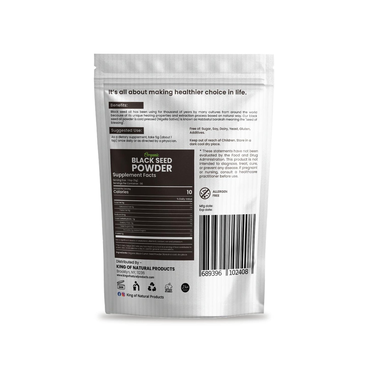 BLACK SEED POWDER | 8 Oz (227g) | King of Natural Products | 100% Pure